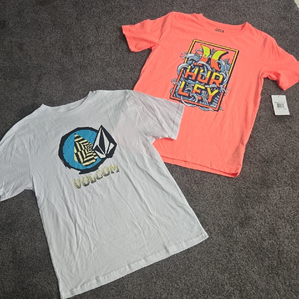 Volcom White and Blue Graphic Kids Tee